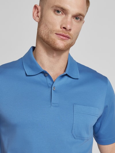 MAERZ Muenchen Regular fit poloshirt met borstzak Oceaanblauw - 3