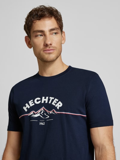 HECHTER PARIS T-shirt met labelprint Marineblauw - 3