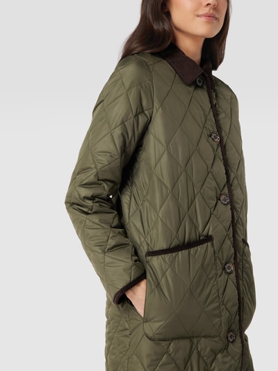 Barbour Steppjacke mit Label-Stitching Oliv 3