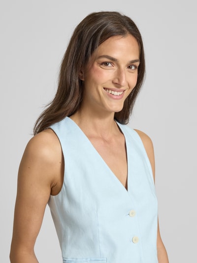 Mango Leinenweste mit Paspeltaschen Modell 'BORELI' Hellblau 3