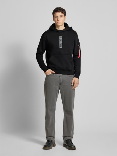 Alpha Industries Hoodie met labelprint Zwart - 1