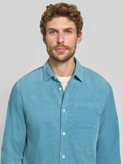 Scotch & Soda Regular fit vrijetijdsoverhemd met labelpatch model 'CORDUROY' Turquoise - 3