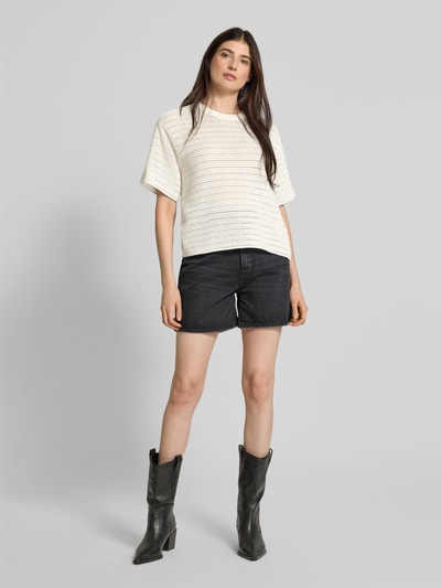 Rich & Royal Gebreid shirt met ronde hals Offwhite - 1