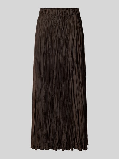 Stefanel Maxi-rok met elastische tailleband Model 'KREUKELROK' Donkerbruin - 2