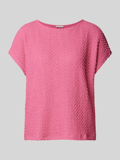 Tom Tailor T-Shirt in unifarbenem Design mit Strukturmuster Pink 2