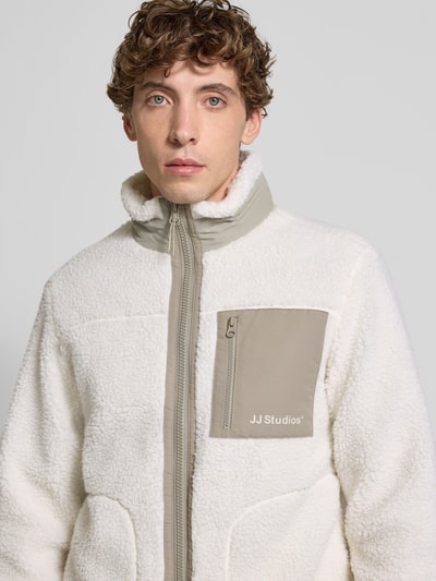 Jack & Jones Fleecejacke mit Stehkragen und Brusttasche Modell 'SOHO' Offwhite 3