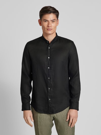 Drykorn Regular Fit Leinenhemd mit Stehkragen Modell 'TAROK' Black 4