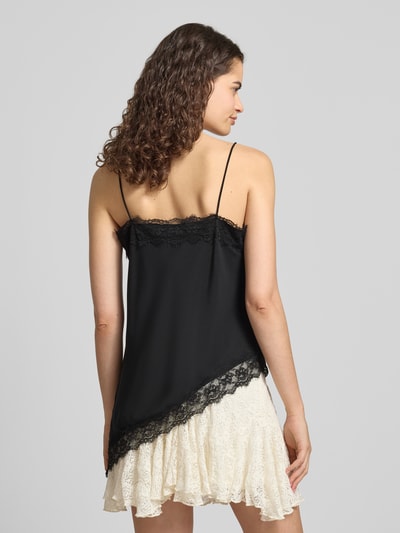 REVIEW Top aus Satin mit Spitzenbesatz Black 5