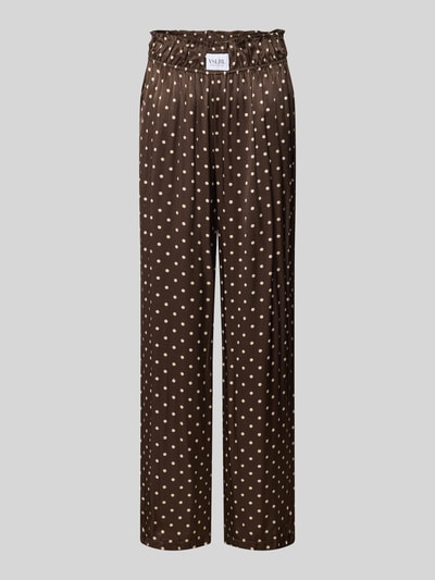 VILLA SOPHIE Wide leg stoffen broek van viscosesatijn, model 'ELODIE' Donkerbruin - 2