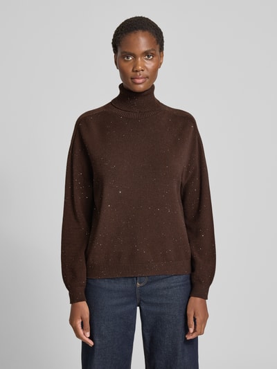 Liu Jo White Strickpullover mit Rollkragen Schoko 4