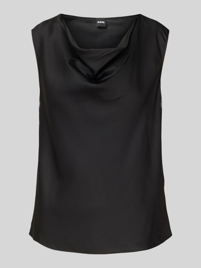 BOSS Regular Fit Seidenblusentop mit Wasserfall-Ausschnitt Black 2
