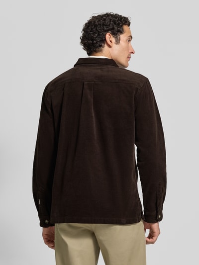 Lindbergh Regular Fit Overshirt mit Kentkragen Modell 'Superflex' Dunkelbraun 5