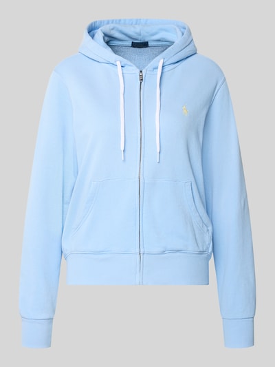 Produktfoto, Regular Fit Sweatjacke aus Baumwoll-Mix von Polo Ralph Lauren in Hellblau, Optik: Unifarben, Materialverarbeitung: Sweat.