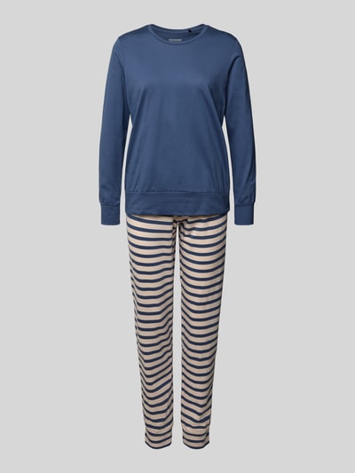 Schiesser Regular Fit Pyjama aus reiner Baumwolle Modell 'Schlafan' Blau 1