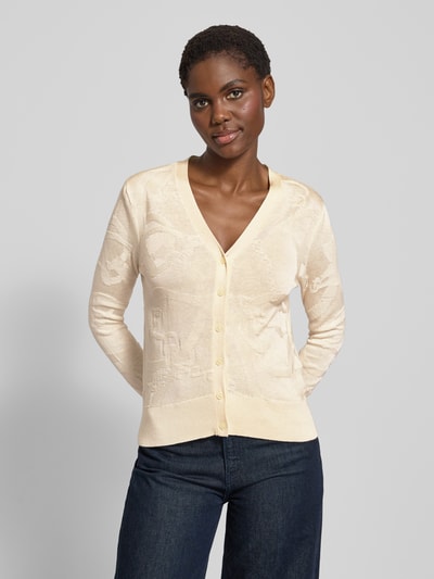 Lauren Ralph Lauren Gebreid jack met knoopsluiting model 'DENZEL' Zand - 4