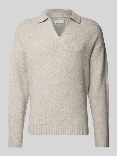 Jack & Jones Gebreide pullover met V-hals, model 'SOHO' Lichtgrijs gemêleerd - 2