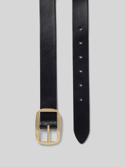 Produktfoto, Ledergürtel mit Dornschließe von Vanzetti aus beschichtetem Leder, unifarbenes Design in Schwarz, goldfarbene Schließe, 3 cm breit.