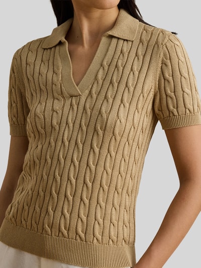 Lauren Ralph Lauren Koszulka polo o kroju regular fit z tkanego materiału – mieszanka bawełny Camel 3