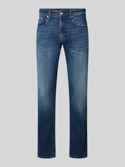 Produktfoto, Straight Fit Jeans mit Eingrifftaschen Modell 'GROVER' von Replay aus Baumwoll-Mix mit Stretch-Anteil, mittleres Blau, leichte Waschung