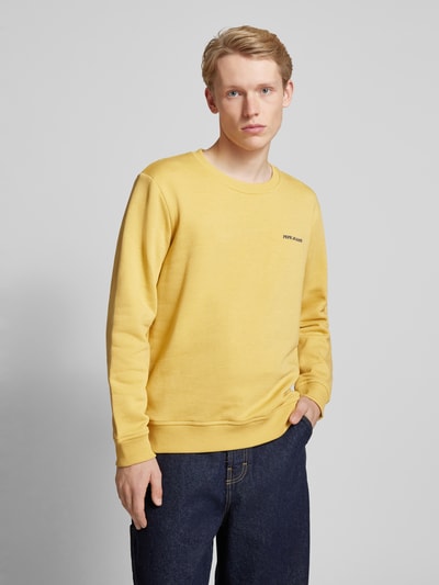 Pepe Jeans Sweatshirt mit Label-Stitching Modell 'DAMIAN' Gelb 4