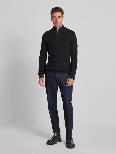 JOOP! Jeans Gebreide pullover met schipperskraag Zwart - 1