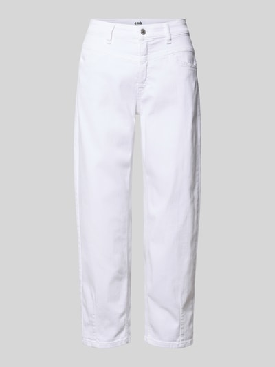 Produktfoto, Barrel Fit Jeans Modell 'ELIN' von Cambio, weißer Baumwoll-Mix mit Stretch-Anteil, Eingrifftaschen, Bundweite 40 cm, Innenbeinlänge 65 cm, Damen Jeans