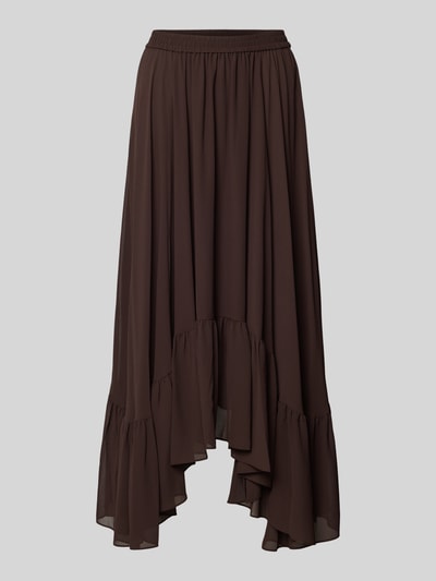 Produktfoto, Maxirock aus Chiffon in asymmetrischem Look von MICHAEL Michael Kors in Braun, A-Linie, elastischer Bund, fließende Textur