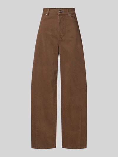 Produktfoto, brązowe jeansy Wide & Loose Fit Jeans aus reiner Baumwolle Modell 'ORDINE' von Weekend Max Mara, damskie jeansy z bawełnianego denimu