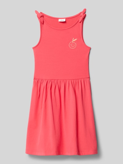 Productfoto, Ausgestelltes Freizeitkleid aus Baumwoll-Mix van s.Oliver RED LABEL in effen roze, ronde hals, borduursel, brede schouderbanden met knoopdetails, katoenmix.