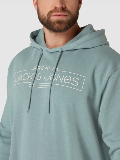 Jack & Jones Plus PLUS SIZE hoodie met labelprint Rookblauw - 3