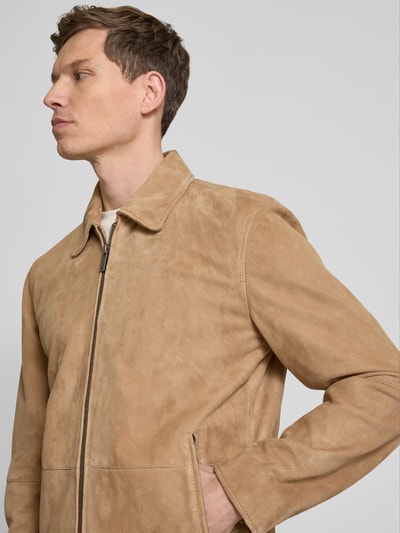 Strellson Lederblouson mit Reißverschlusstaschen Modell 'CHADRON' Camel 3