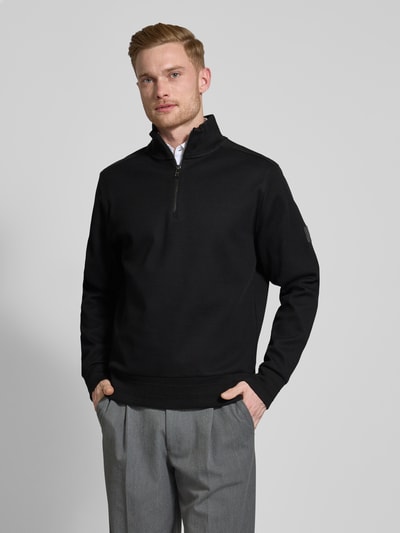 BOSS Sweatshirt mit Troyer-Kragen Modell 'Sidney' Black 4