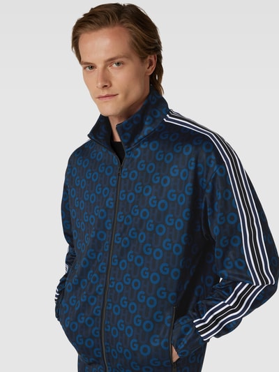 HUGO Sweatjack met all-over print, model 'Dogda' Marineblauw - 3