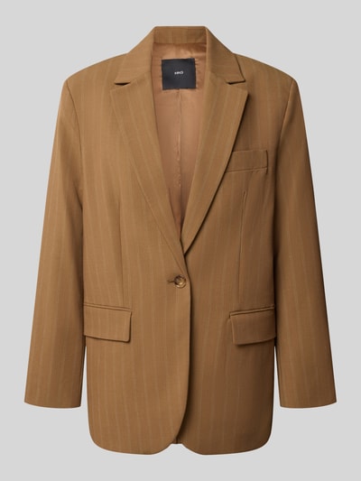 Produktfoto, Relaxed Fit Blazer mit Pattentaschen Modell 'SYSTECK' von Mango im braunen Material-Mix mit Woll-Anteil, Reverskragen, Knopfverschluss.
