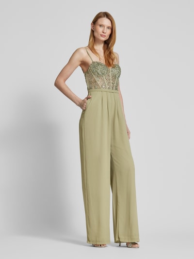 Laona Jumpsuit mit Paillettenbesatz Hellgruen 1