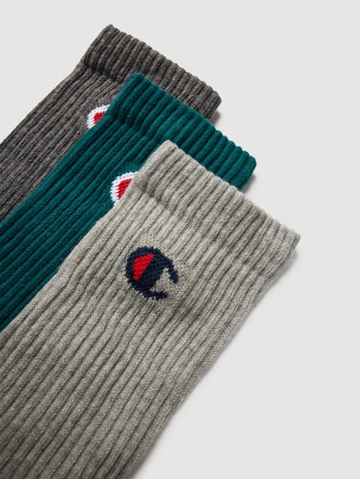 CHAMPION Sokken met labeldetail in een set van 3 paar, model 'Crew Socks' Flessengroen - 2