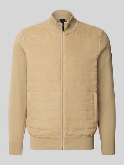 bugatti Strickjacke mit Stehkragen und Steppnähten Ecru 2