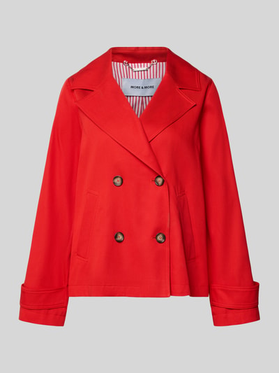 Produktfoto, Jacke aus Lyocell-Mix von MORE & MORE, czerwony kolor, luźny krój, dwurzędowe guziki, bawełna-lyocell, klapy, kieszenie, długość tyłu w rozmiarze 36: 61 cm, szerokość ramion w rozmiarze 36: 37 cm, szerokość klatki piersiowej w rozmiarze 36: 49 cm, długość rękawa w rozmiarze 36: 60 cm