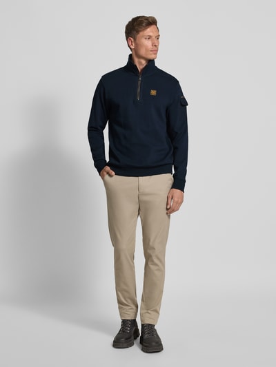 PME Legend Sweatshirt met schipperskraag en labeldetail Marineblauw - 1