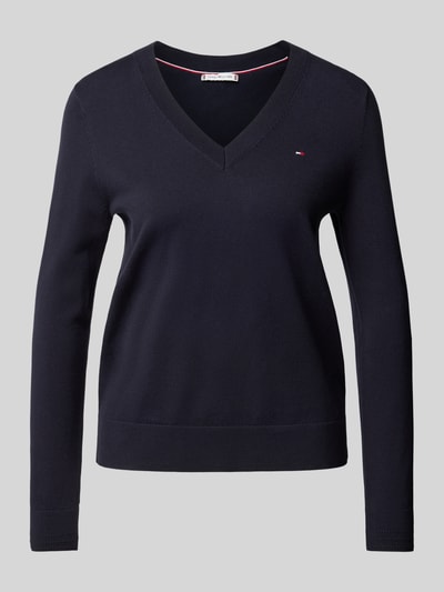 Tommy Hilfiger Sweter o normalnym kroju w jednolitym kolorze Ciemnoniebieski 2