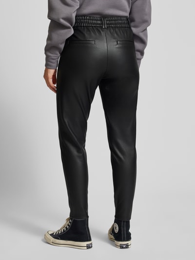 Only Loose fit broek in leerlook met tunnelkoord, model 'POPTRASH LIFE' Zwart - 5