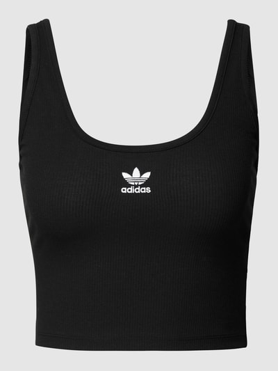 adidas Originals Top krótki z wyhaftowanym logo Czarny 2