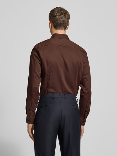 Jake*s Slim fit zakelijk overhemd van katoen met kentkraag Middenbruin - 5