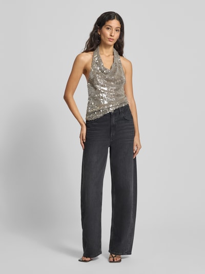 Mango Blusentop mit Neckholder Silber 1