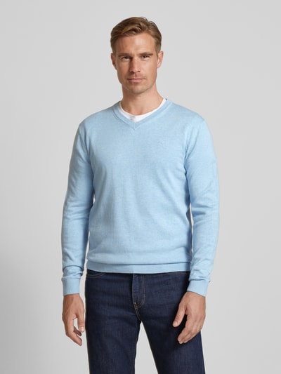 Tom Tailor Regular fit gebreide pullover met V-hals Lichtblauw - 4