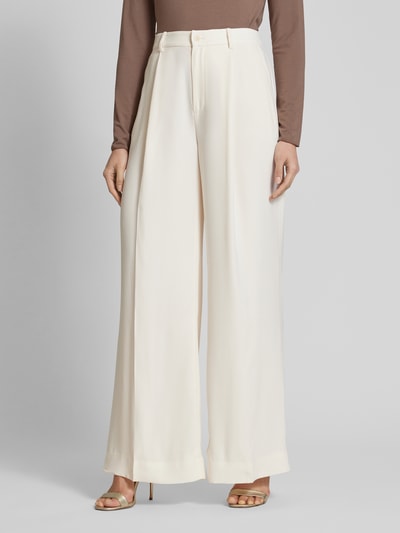 Lauren Ralph Lauren Wide leg bandplooibroek met riemlussen, model 'KIRAHN' Offwhite - 4