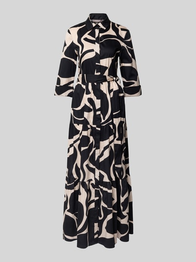 Christian Berg Cocktail Maxikleid aus Baumwoll-Mix mit Umlegekragen Beige 2