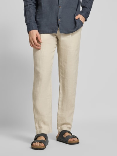 Marc O'Polo Tapered Leinenhose mit Bundfalte Modell 'OSBY JOGGER' Beige 4