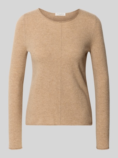 Produktfoto, Regular Fit Strickpullover aus reinem Kaschmir von Christian Berg Woman in Beige mit Rundhalsausschnitt und Ziernaht, Damenmode