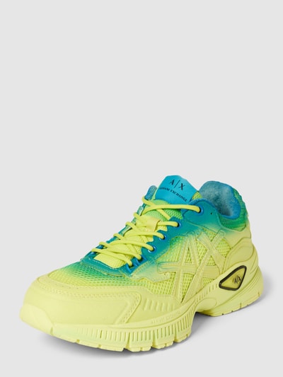 ARMANI EXCHANGE Sneakersy o dwukolorowym designie model ‘ENGLISH’ Neonowy żółty 1